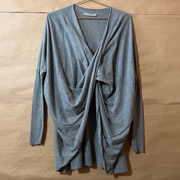 All Saints Sweaters - AllSaints | Itat Shrug Convertible Twist Sweater Cardigan Grey Cotton Size S